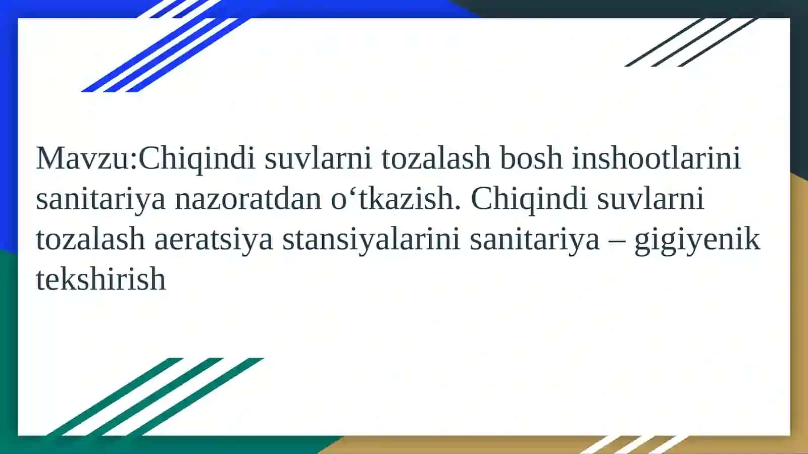Chiqindi suvlarni tozalash bosqichlari 2