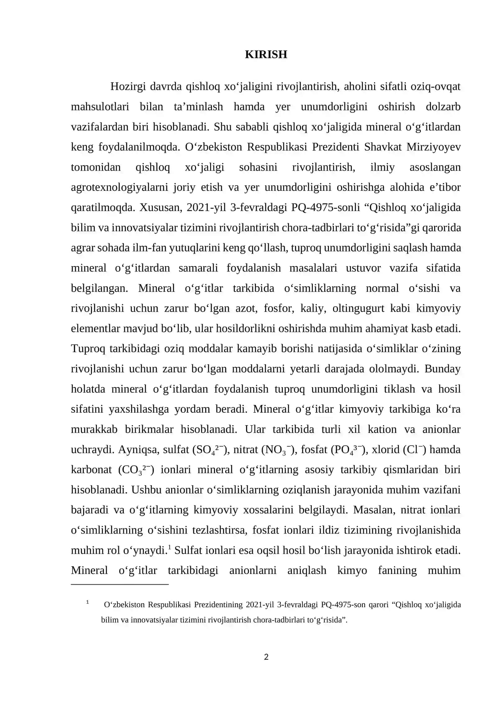 Mineral oʻgʻitlar tarkibidagi anionlarni aniqlash usullari 2