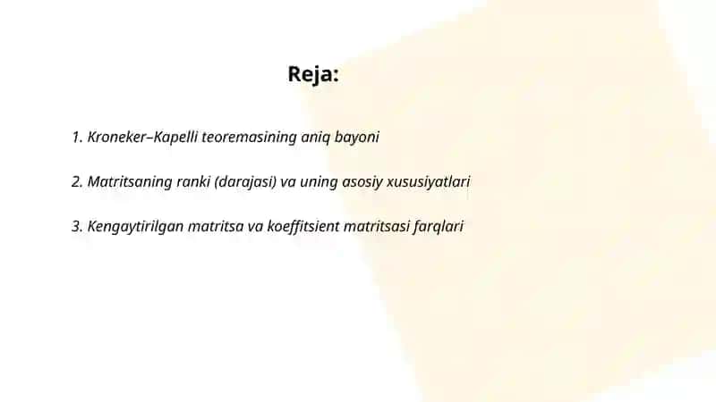 kroneker-kapelli teoremasi va uning isboti 2