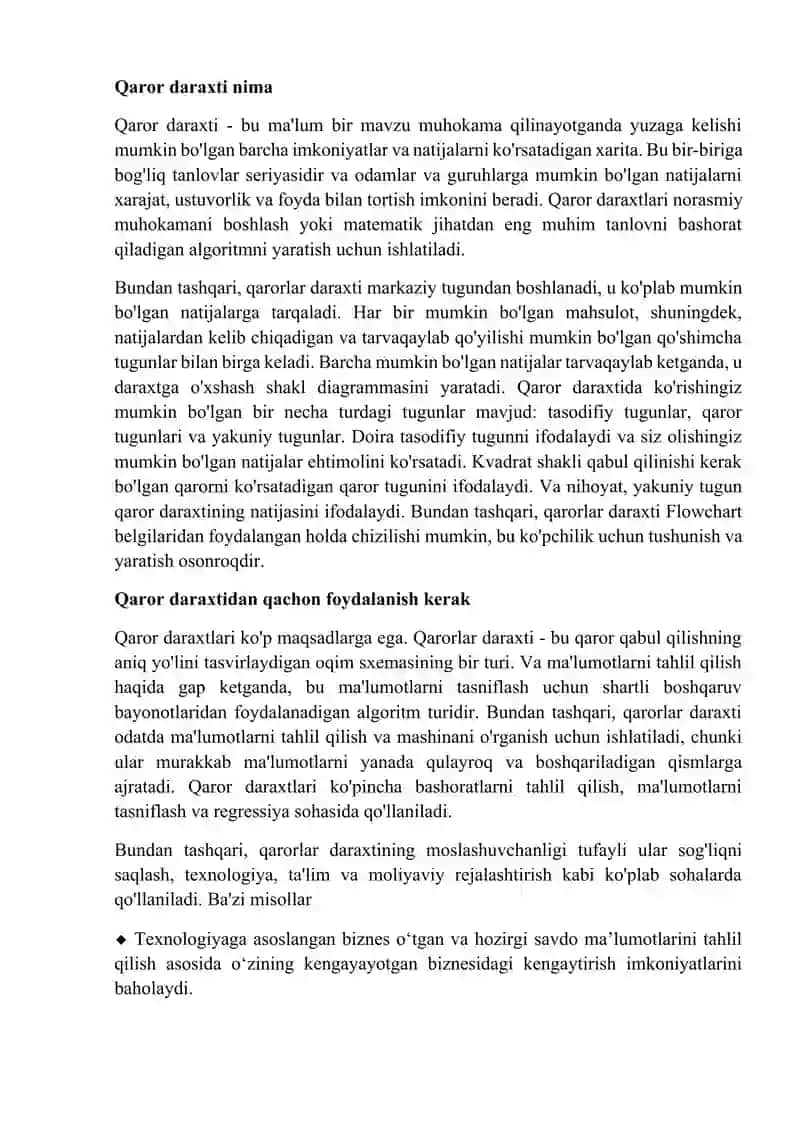 Qarorlar daraxti 2