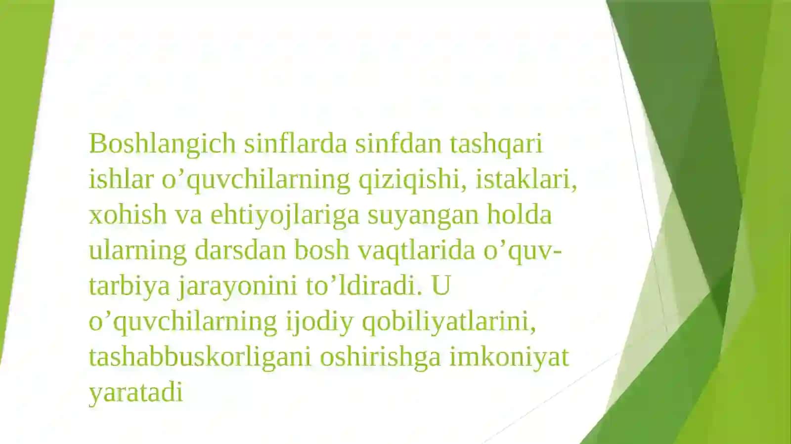 Boshlang‘ich sinfda ertalik va kechalar tashkil qilish 2