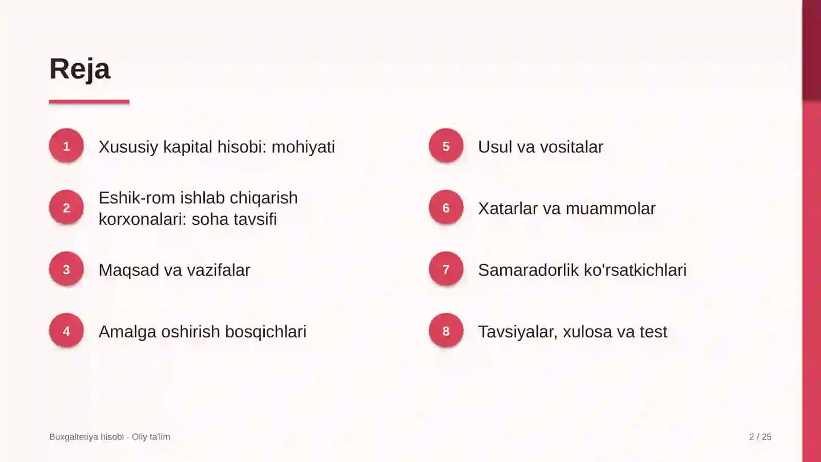 Eshik-rom ishlab chiqarish korxonalarida xususiy kapital hisobi 2