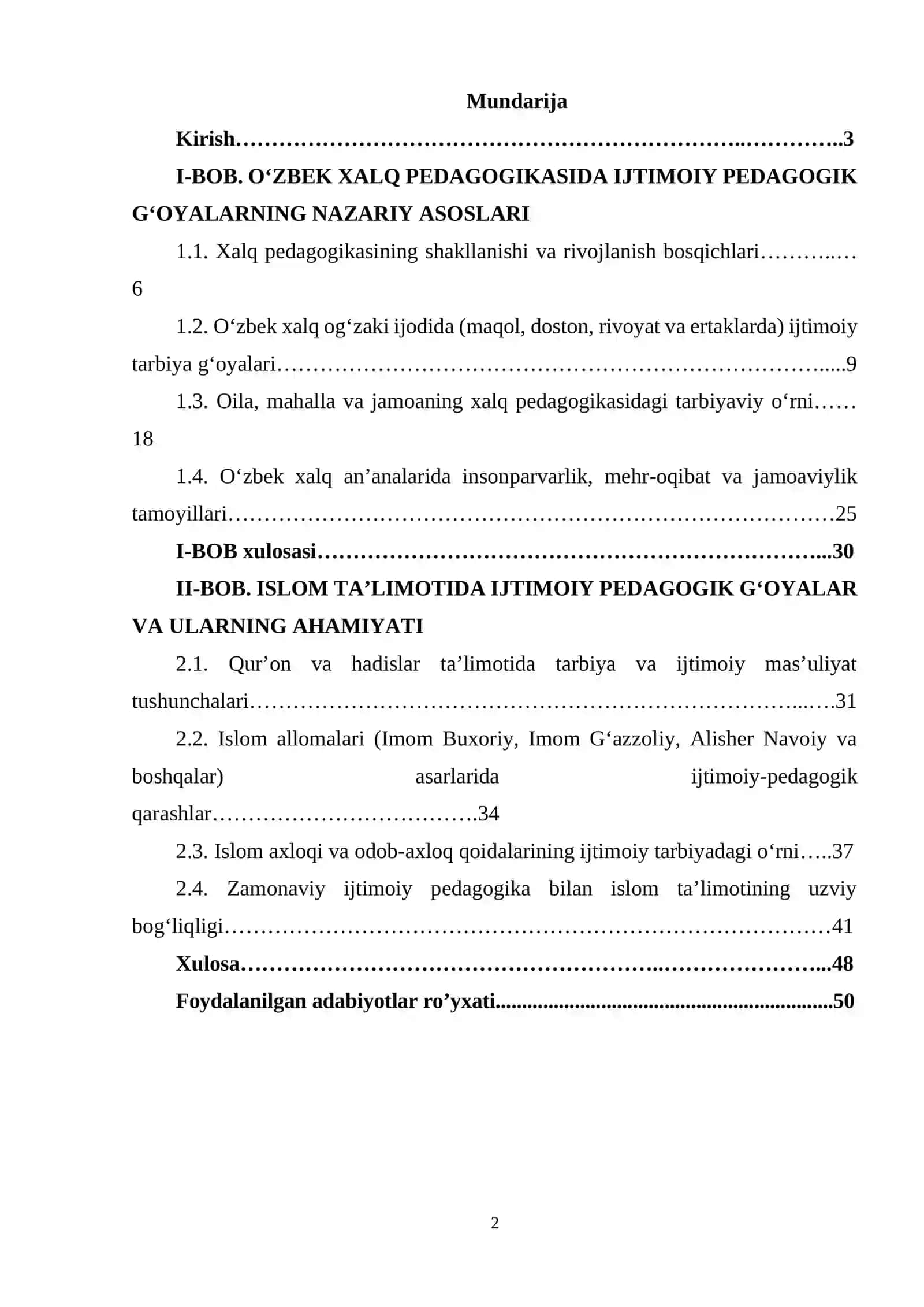 O'zbek xalq pedagogikasi va islom ijtimoiy pedagogik g'oyalar 2