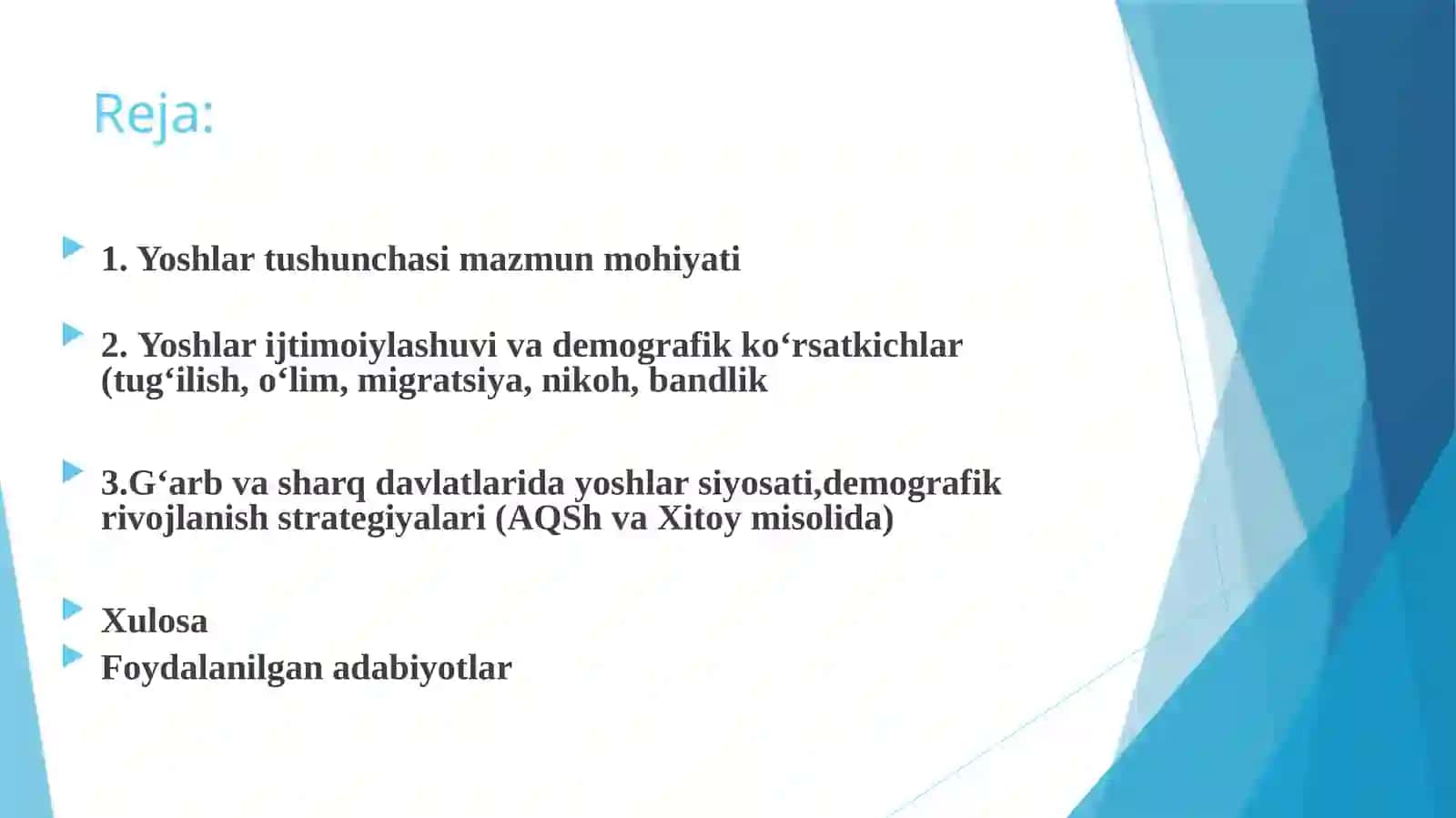 Yoshlar oʻziga hos demografik guruh sifatida 2