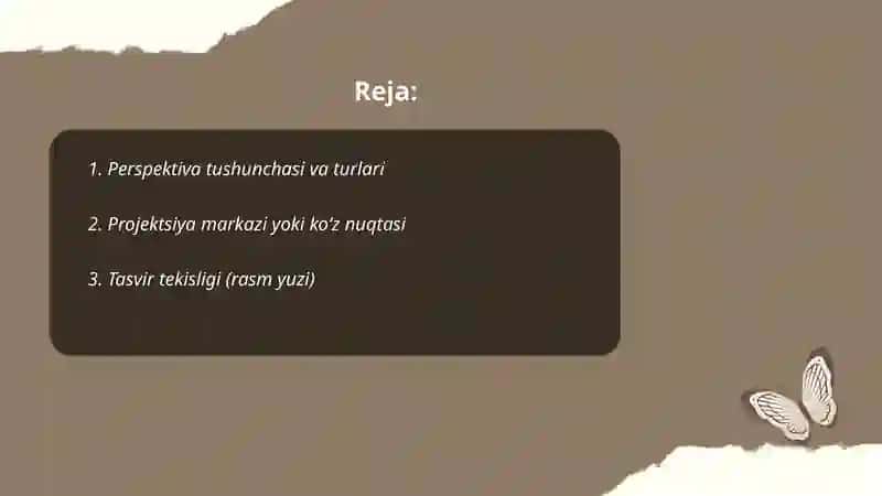 Perspektivaning geometrik apparati va asosiy terminlar 2