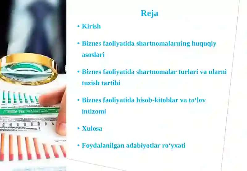 Biznes Faoliyatidagi Shartnoma va Hisob-kitoblar 2