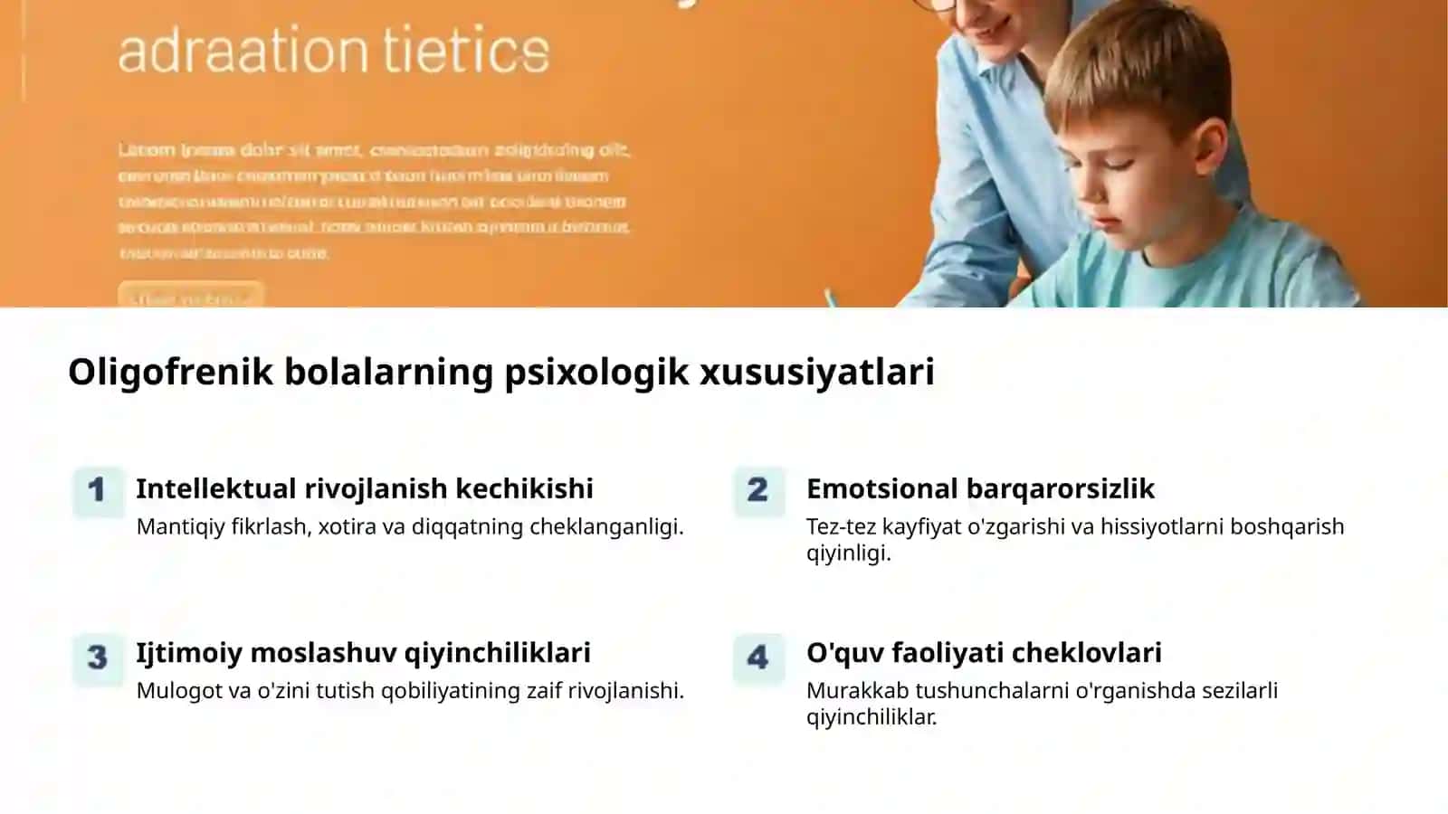 Oligofrenapedagoglarni tayyorlash va malaka oshirish 2