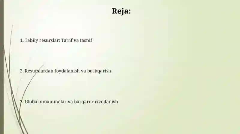 Tabiiy resurslar: Ta'rif va tasnif 2