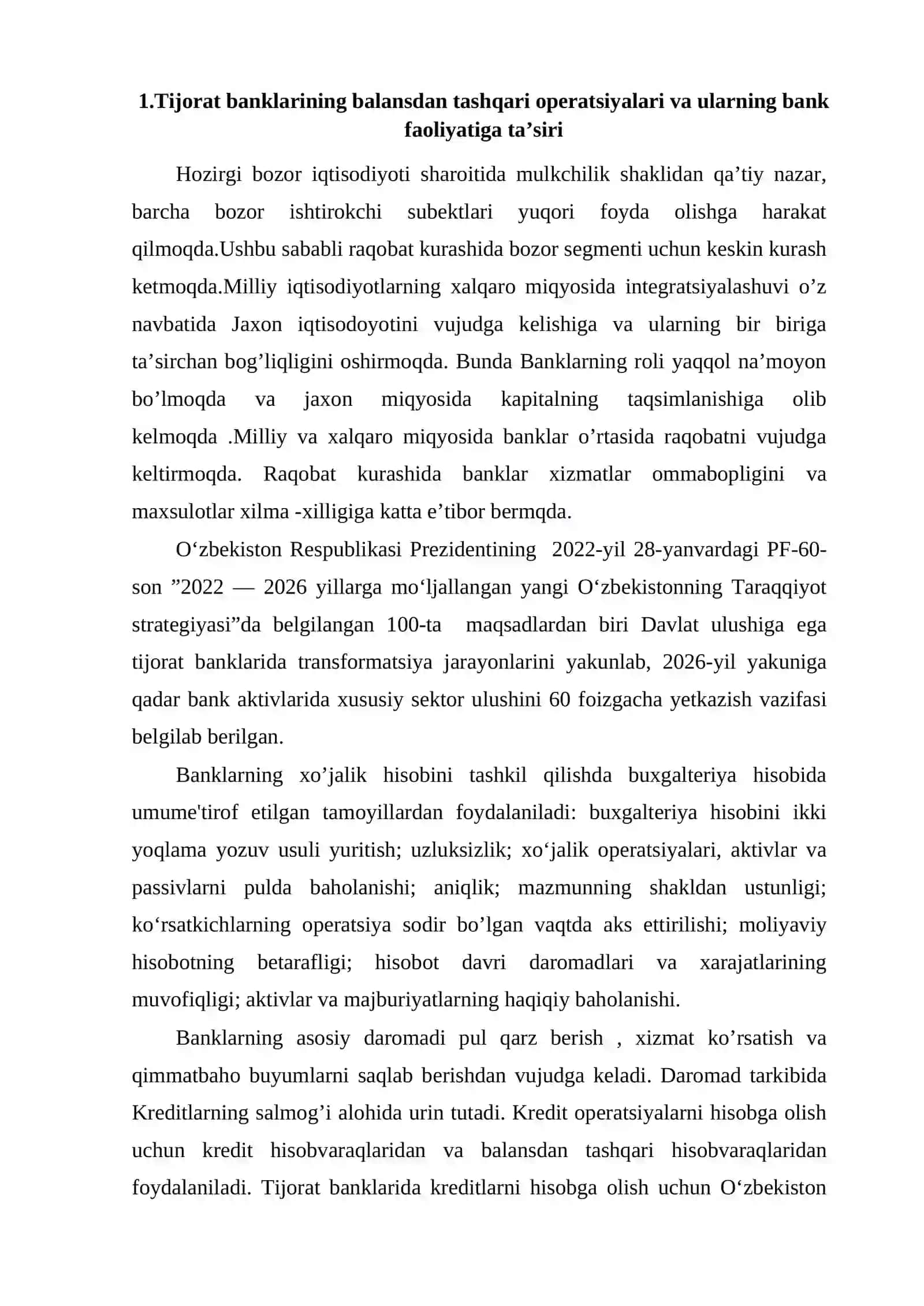 Banklarda balansdan tashqari operatsiyalar hisobi 2