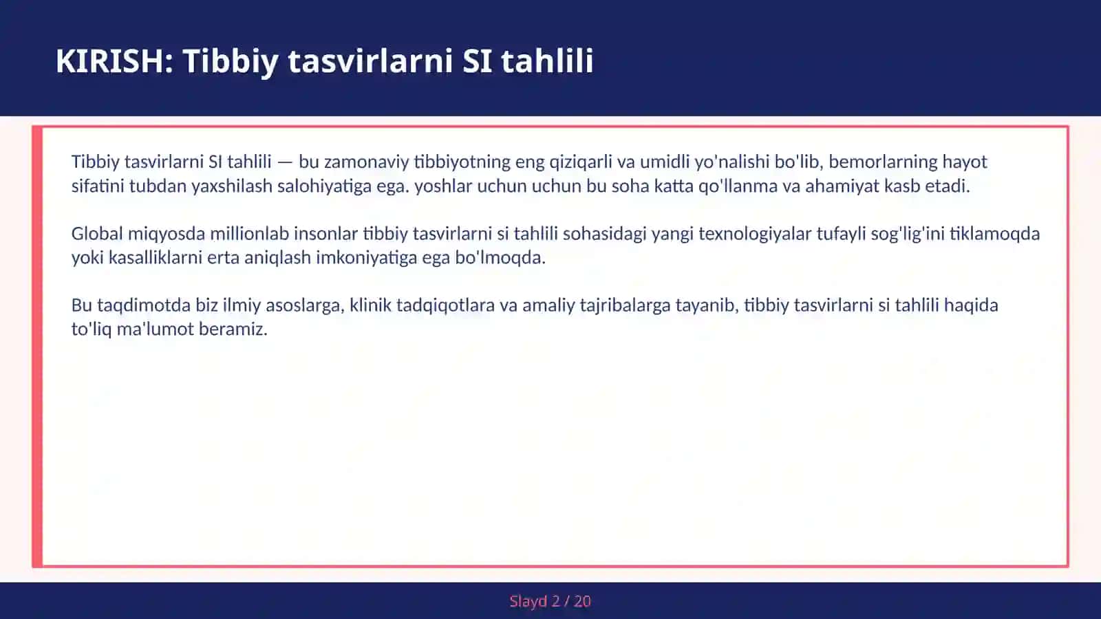 Tibbiy tasvirlarni SI tahlili 2