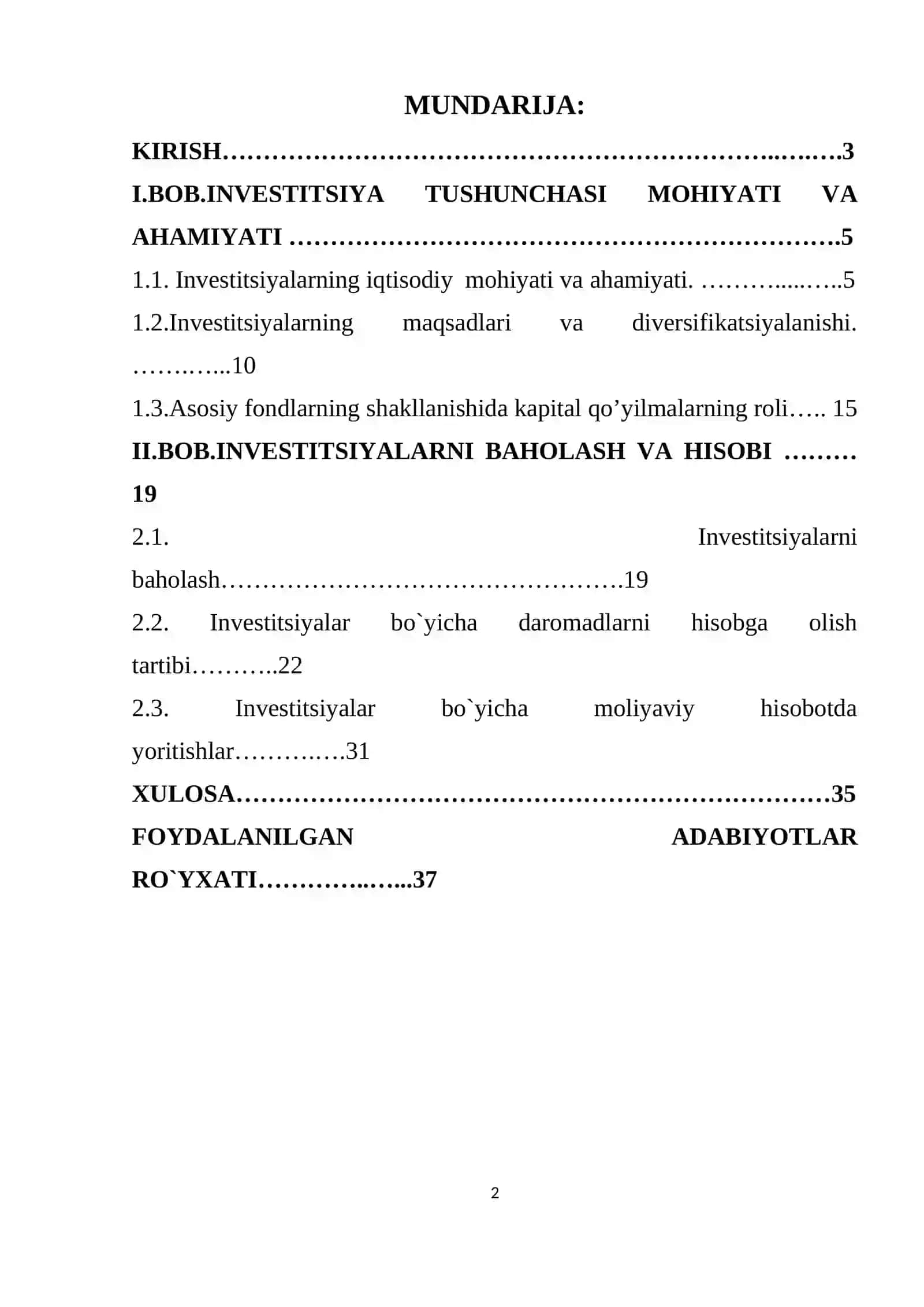 Investitsiyalar hisobi 2