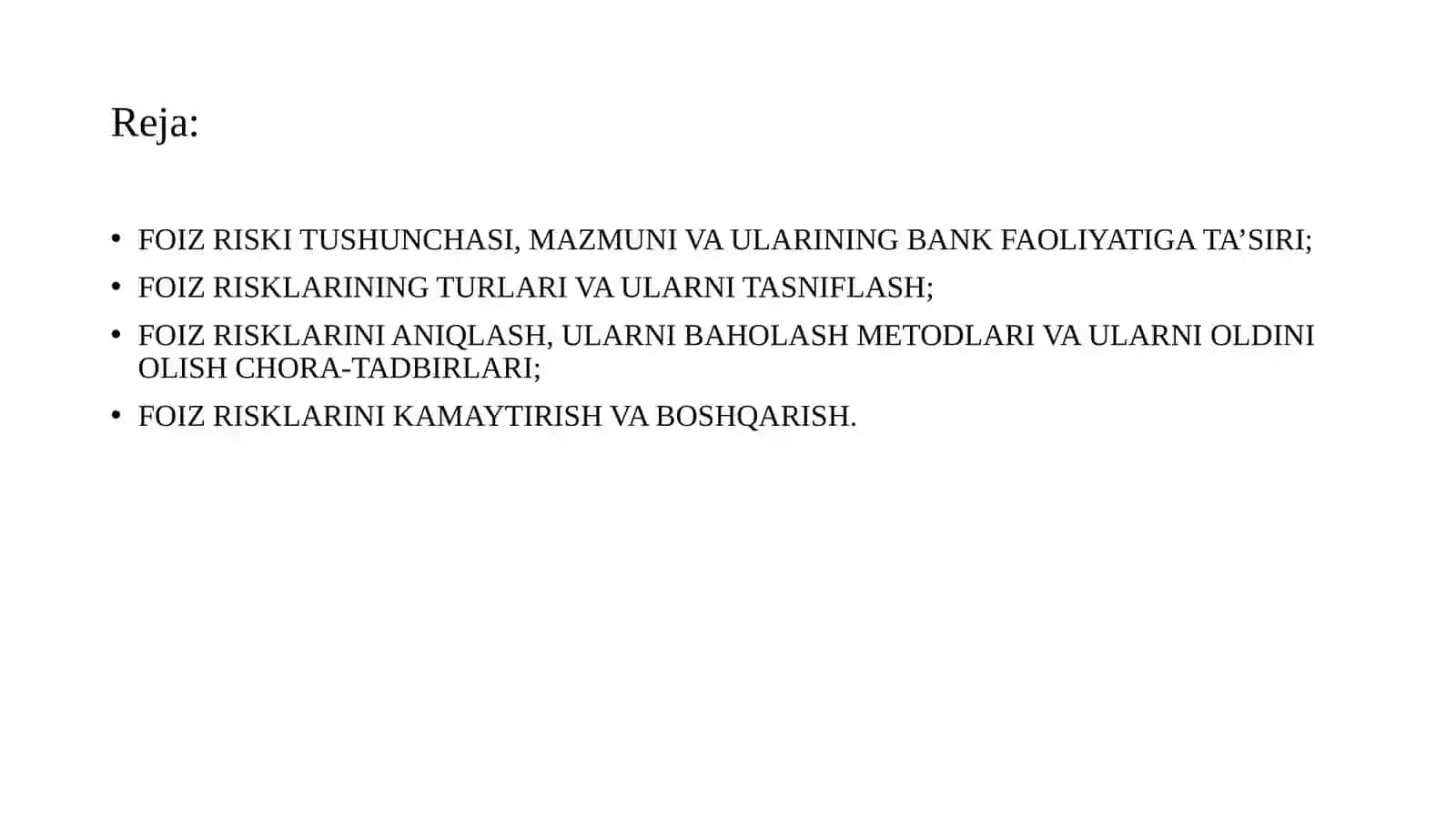 Foiz riskini boshqarish Fozi riski 2