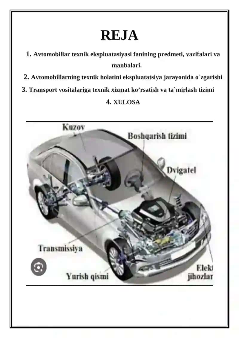 Avtomobil transporti texnik ekspluatatsiyasi 2