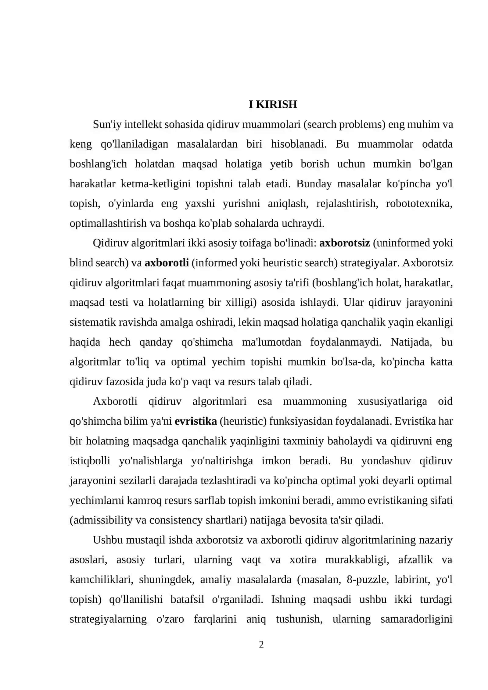 Axborotli va axborotsiz qidiruv algoritmlari 2