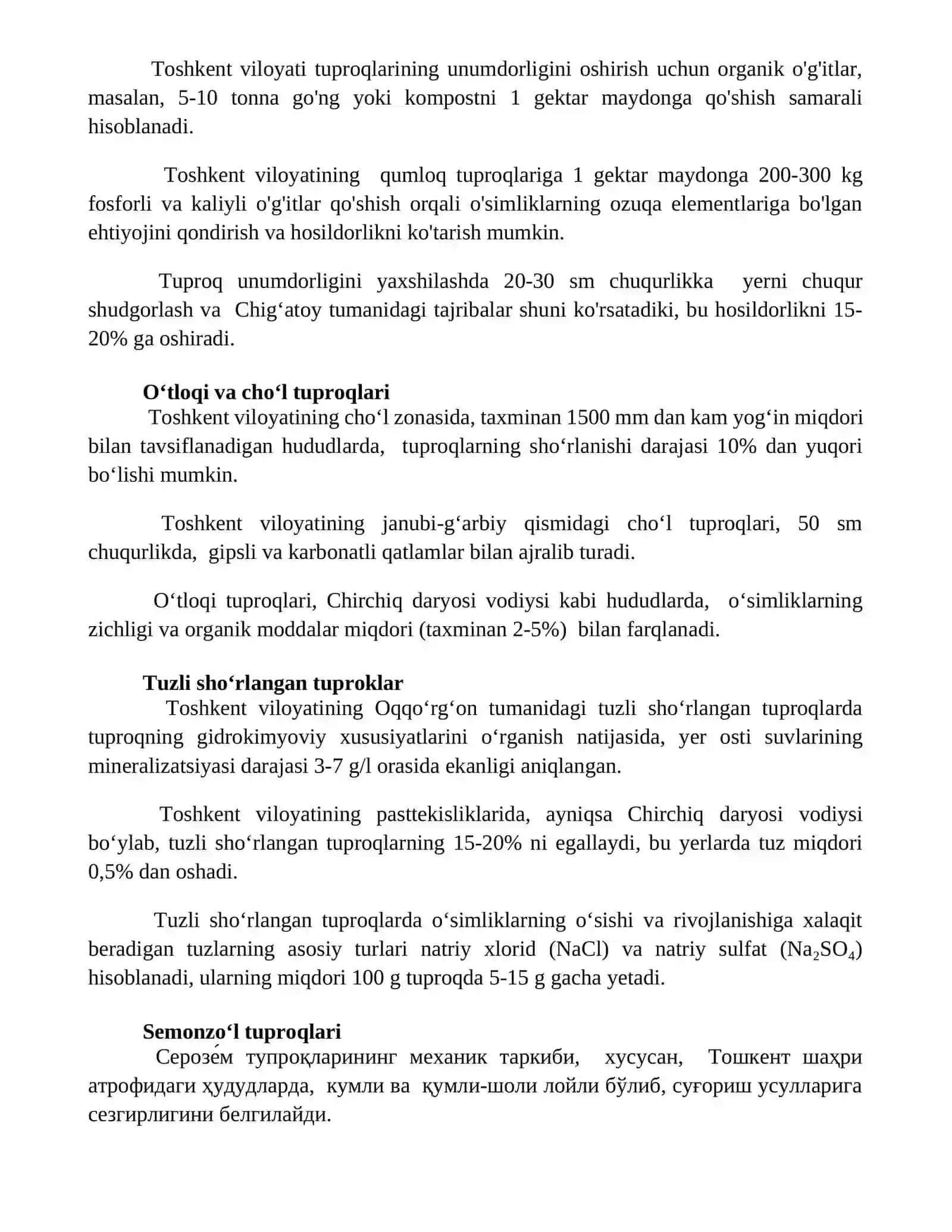 Toshkent viloyati tuproqlari 2