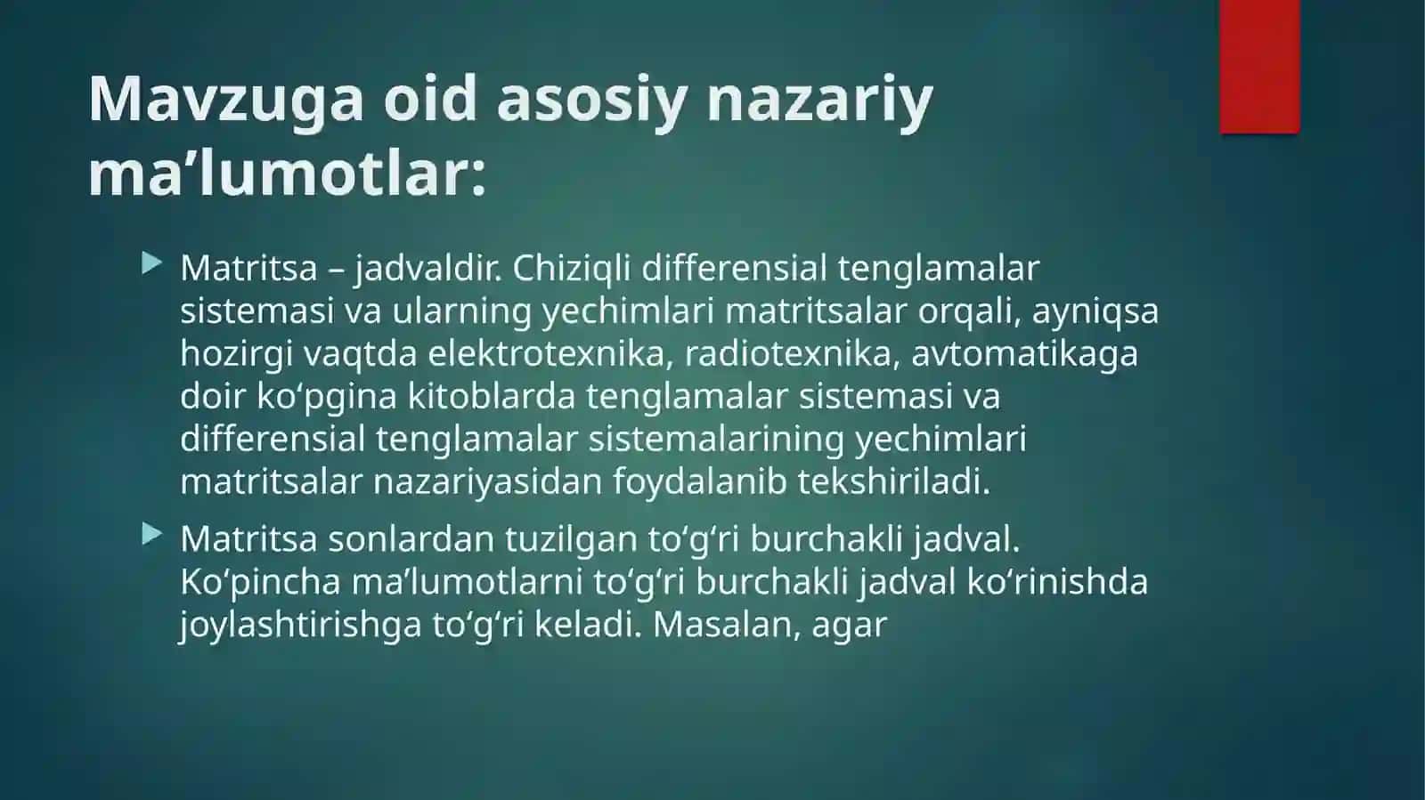 MATRITSALAR 2