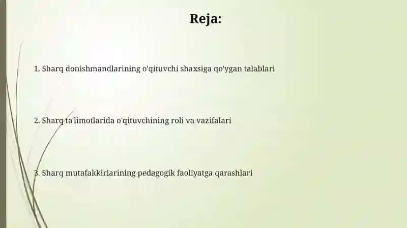 Sharq ta'limotlarida o'qituvchining roli va vazifalari 2