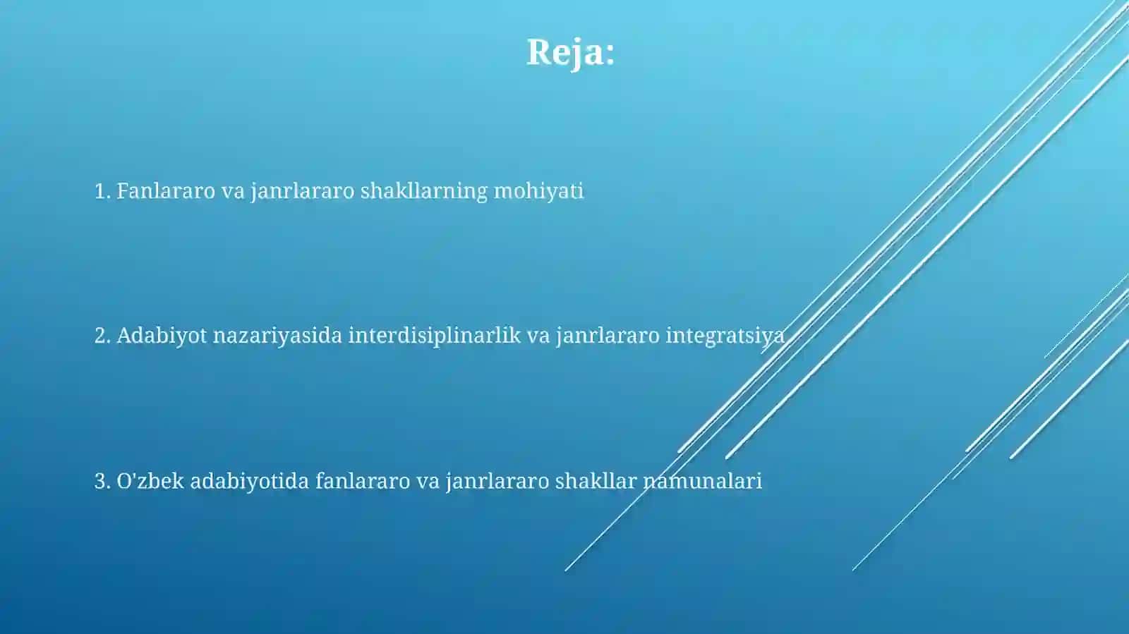 Oraliq tur va janrdan tashqari shakllar 2