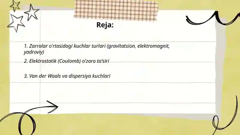 Tizimdagi zarralarni o'zaro tasiri 2