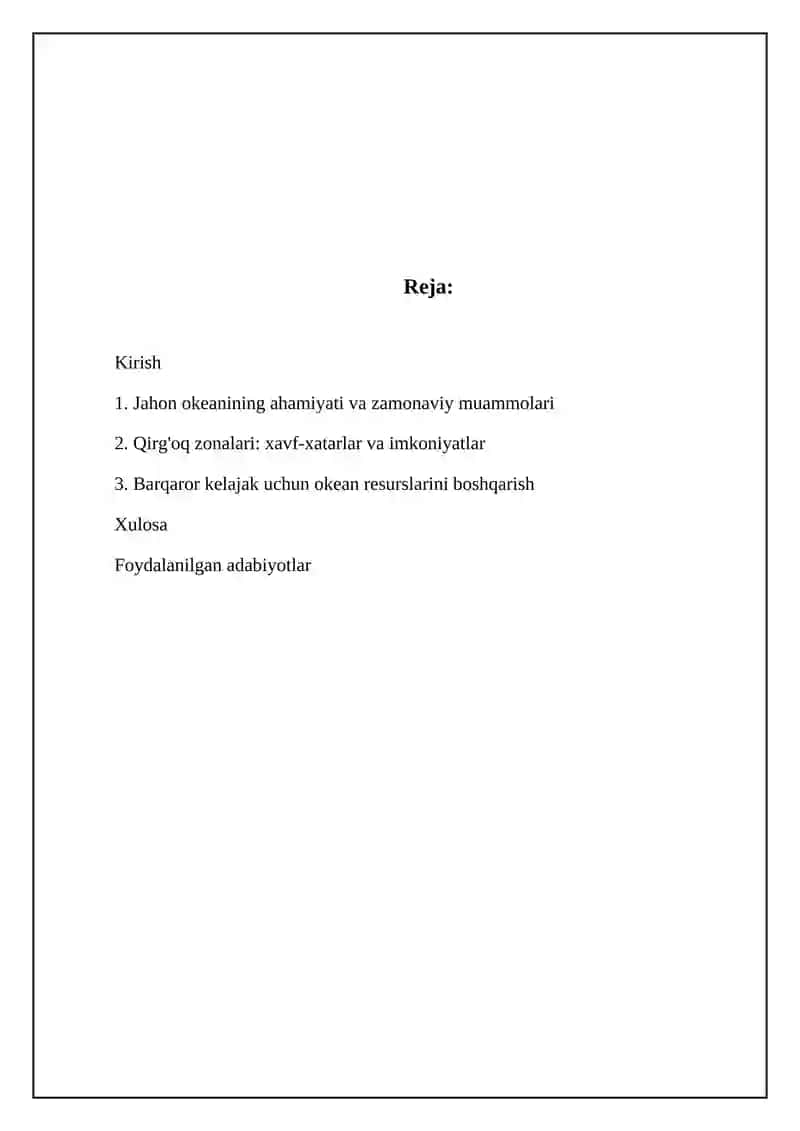 Jahon okeani va qirgʻoq zonalari 2