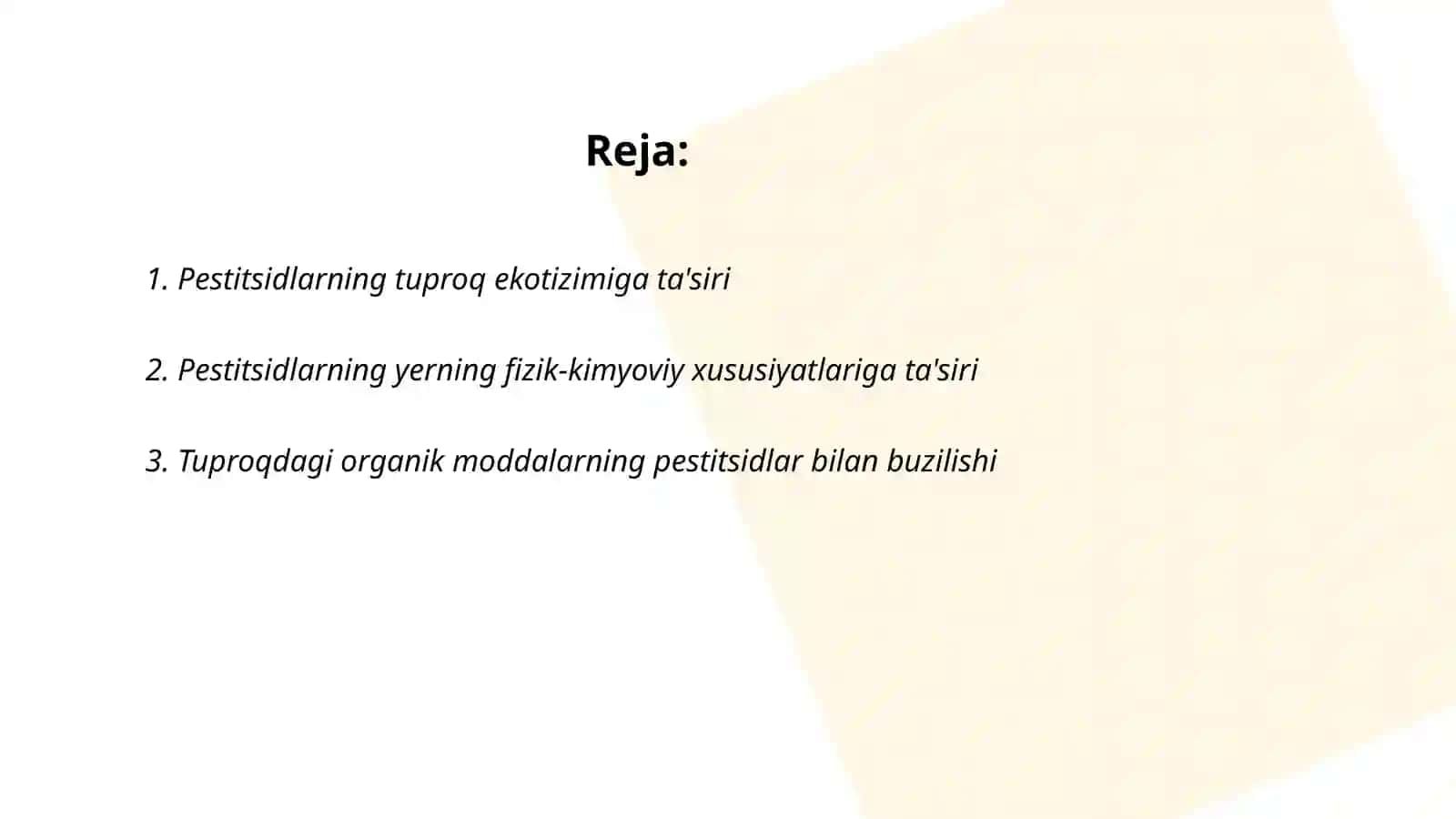Tuproqlarning pestidsidlar bilan ifloslanishi 2