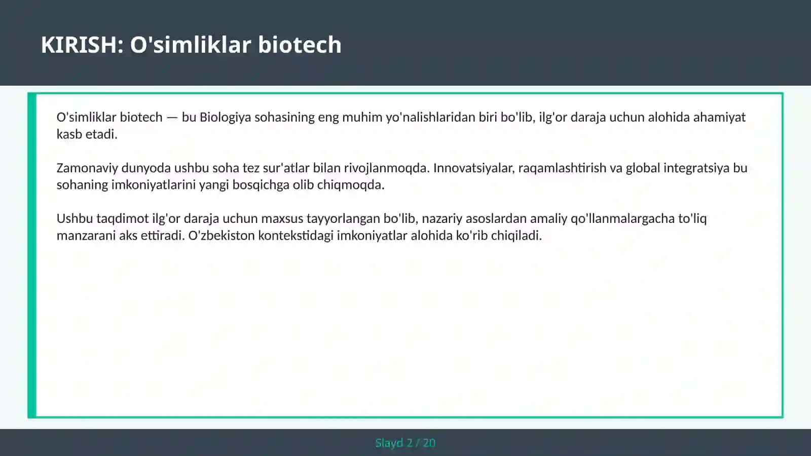 O'simliklar biotech 2