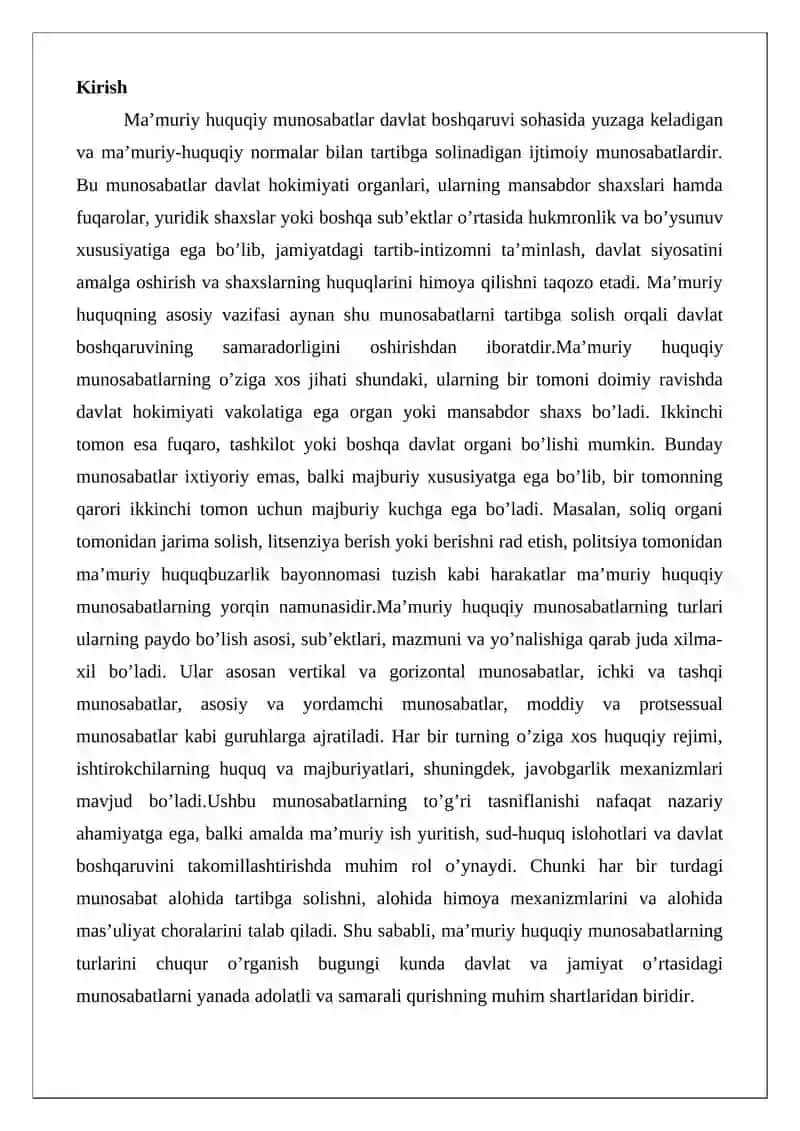 Ma’muriy huquqiy munosabatlarning turlari 2