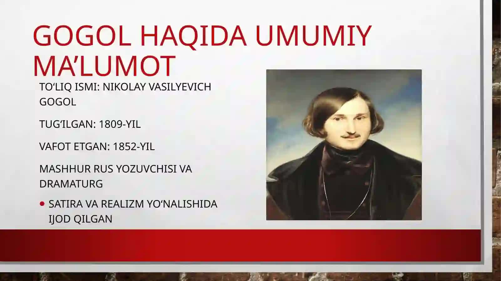 Nikolay Gogol hayot va ijodi 2