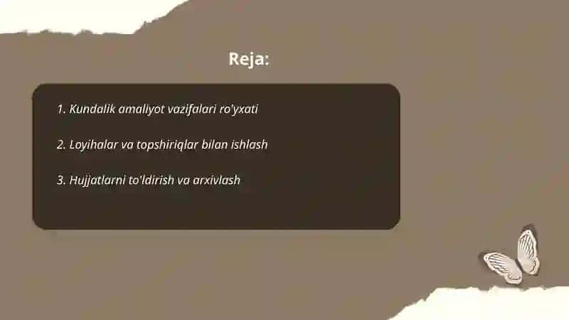 Amaliyotdagi qilgan ishlarim royxati 2