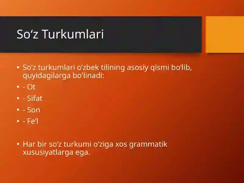 Oʻzbek tilidagi soʻz turkumlari 2