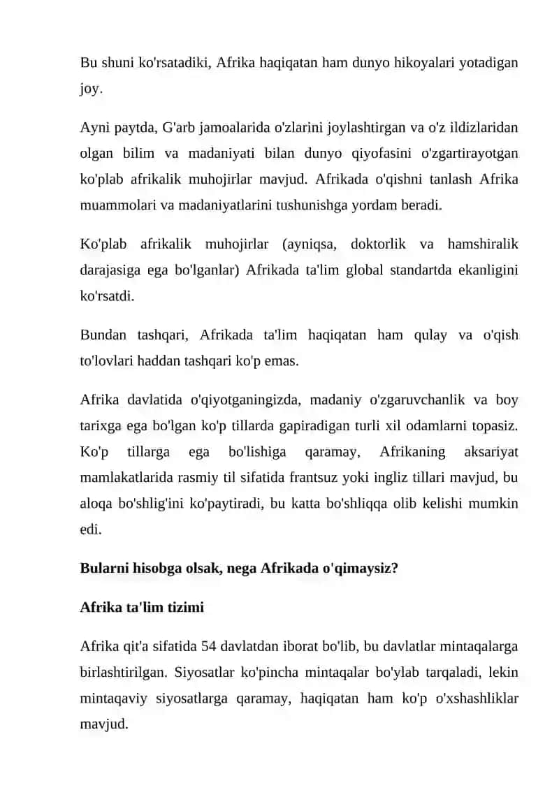 Afrika Mamlakatlarda Ta'lim Tarbiya Jarayonlari 2