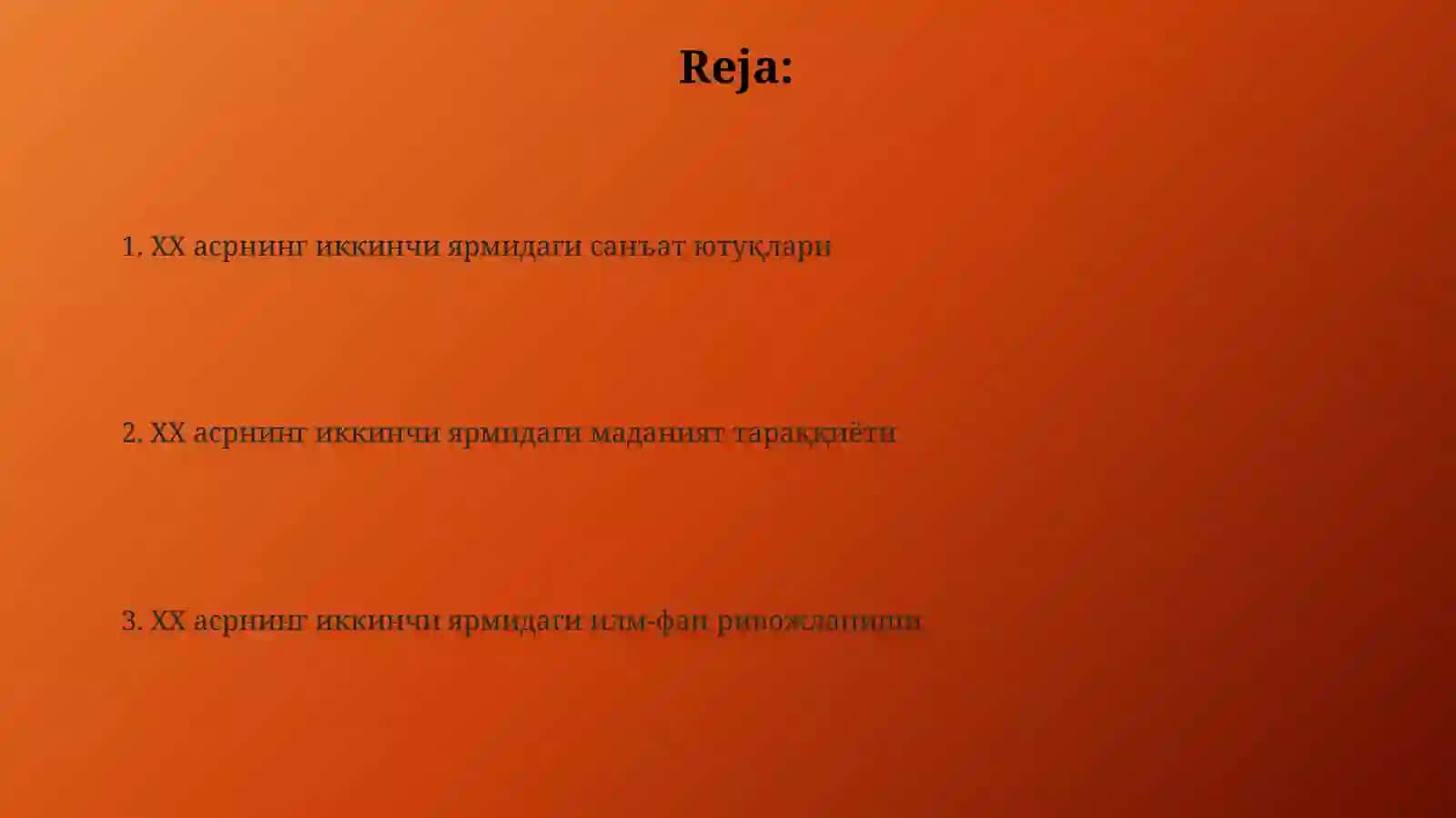 XX асрнинг иккинчи ярмидаги санъат ютуқлари 2