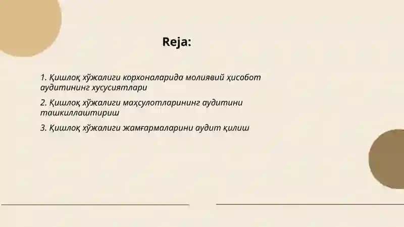 Қишлоқ хўжалиги корхоналарида аудит ўтказиш хусусиятлари 2