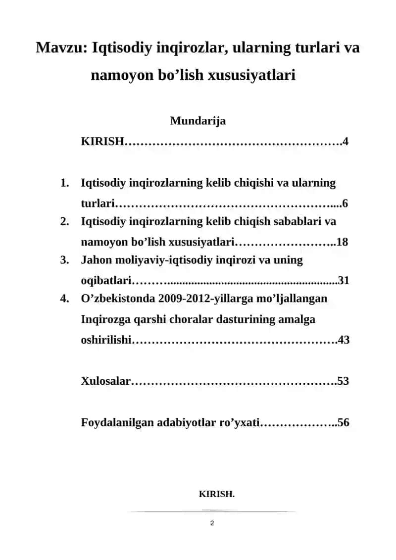 Iqtisodiy inqirozlar, ularning turlari va namoyon bo’lish xususiyatlari 2