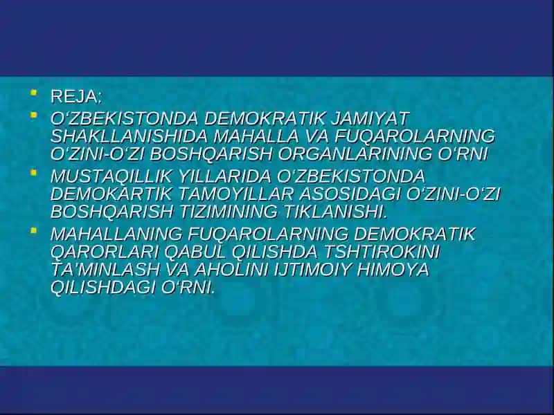 Mahalla - ijtimoiy oʻz-oʻzini boshqarish organi 2