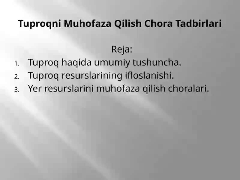 Tuproqni Muhofaza Qilish Chora Tadbirlari 2