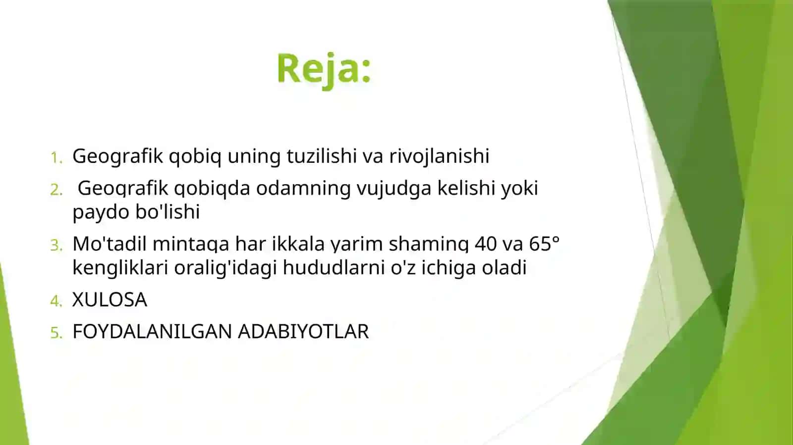 Geografik qobiqning to’rtlamchi davrda rivojlanish 2