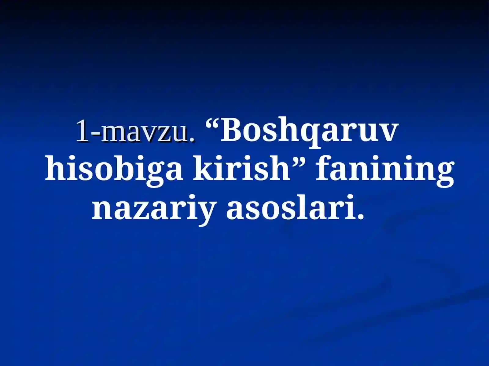 Boshqaruv hisobiga kirish 2