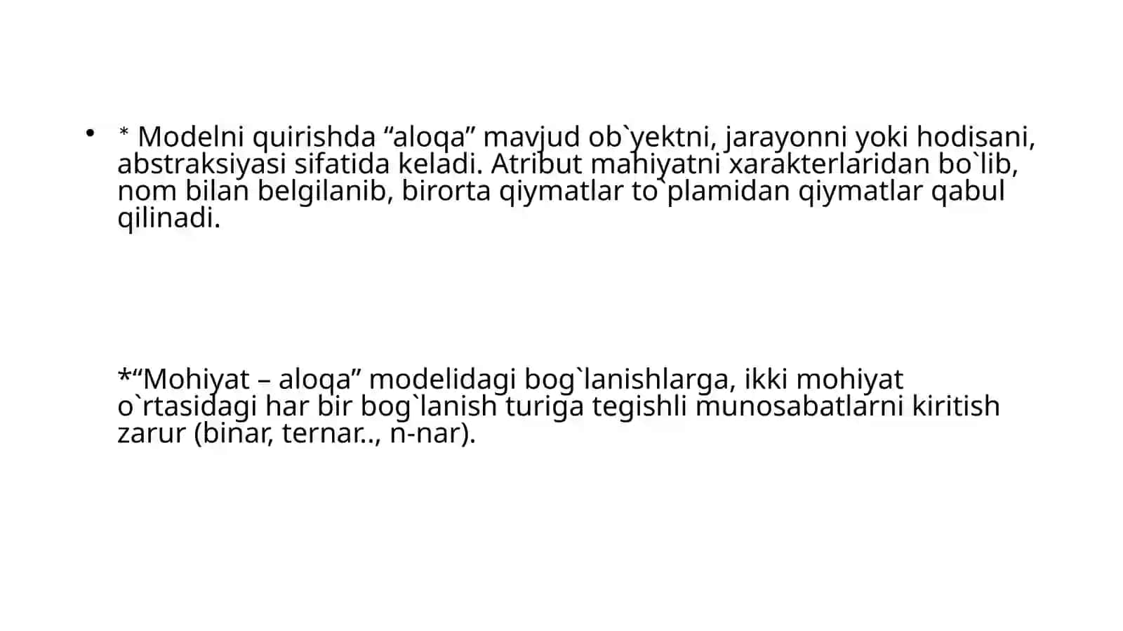 Ma'lumotlar bazasini loyihalash 2