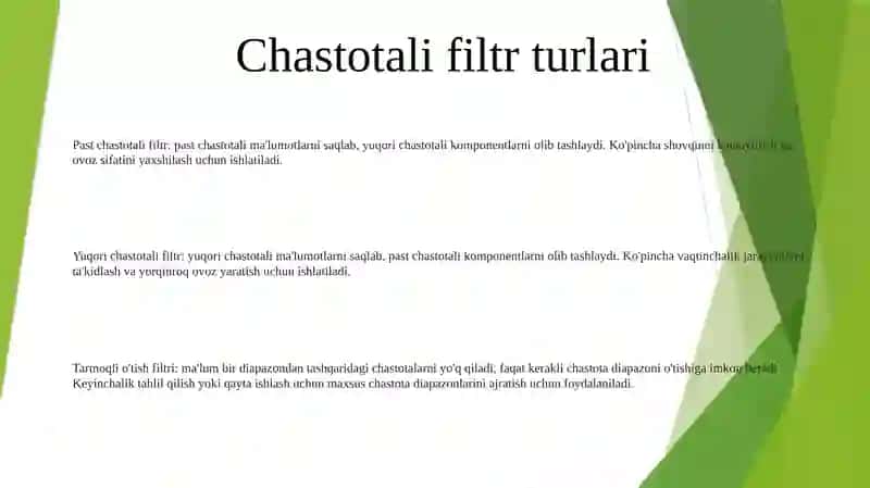 Chastota Filtirlari 2