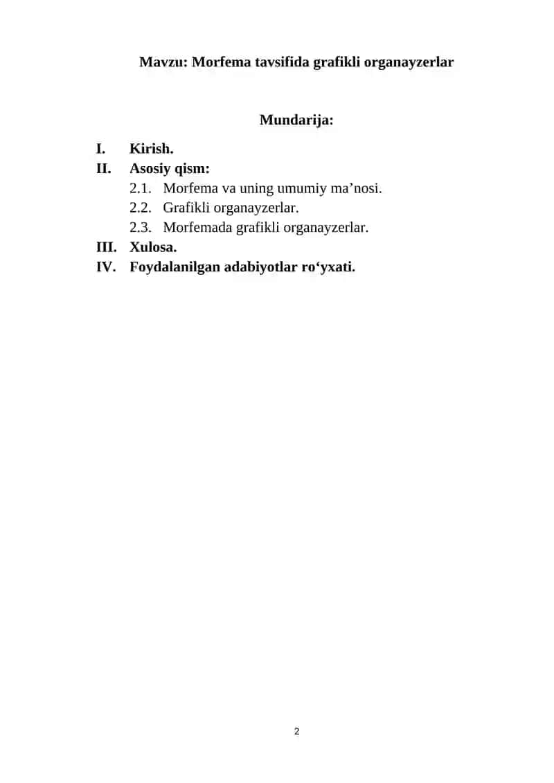 Morfema tavsifida grafikli organayzerlar 2