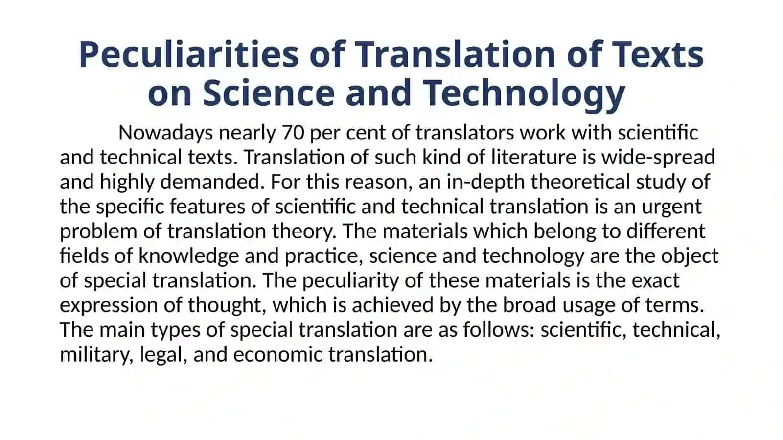 Translation of Texts for Special Purposes 2