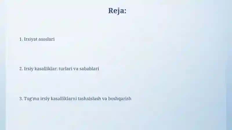 Irsiyat va irsiy tug'ma kasalliklar 2
