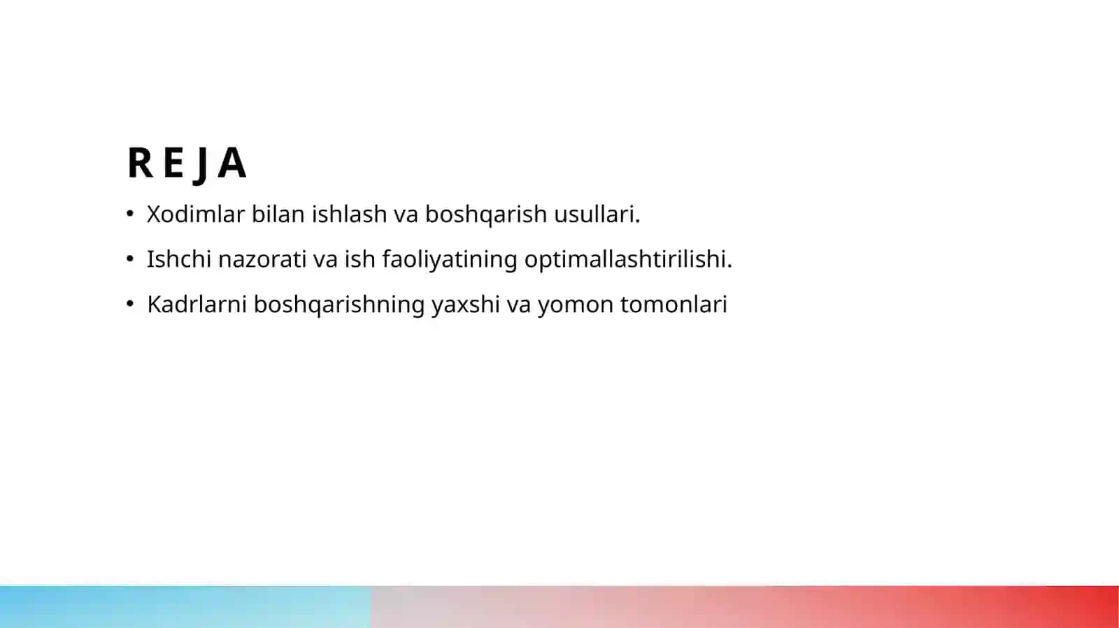 Inson resurslarini boshqarishda boshqarish va bazorat. 2