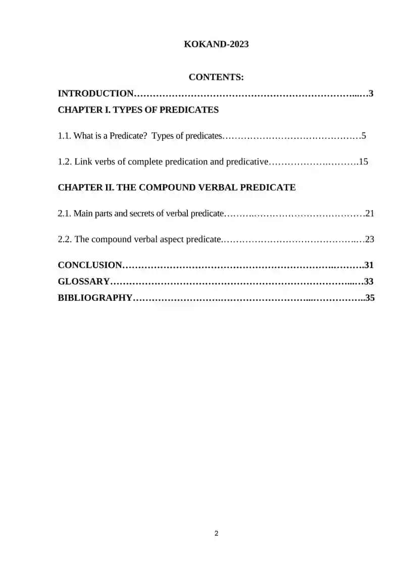 Course Paper on Development and Formation of Predicates in English 2