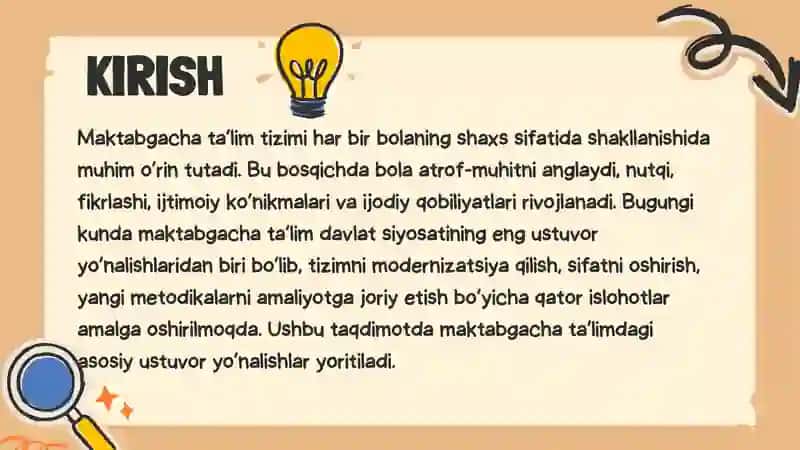 Maktabgacha Talim Tizimi Rivojlanishining Ustuvor Yo'nalishlari 2