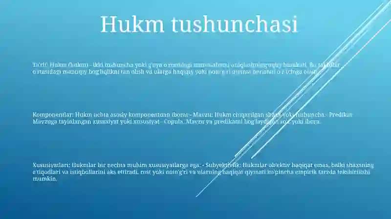 Hukm Tafakkur Shakli Sifatida 2