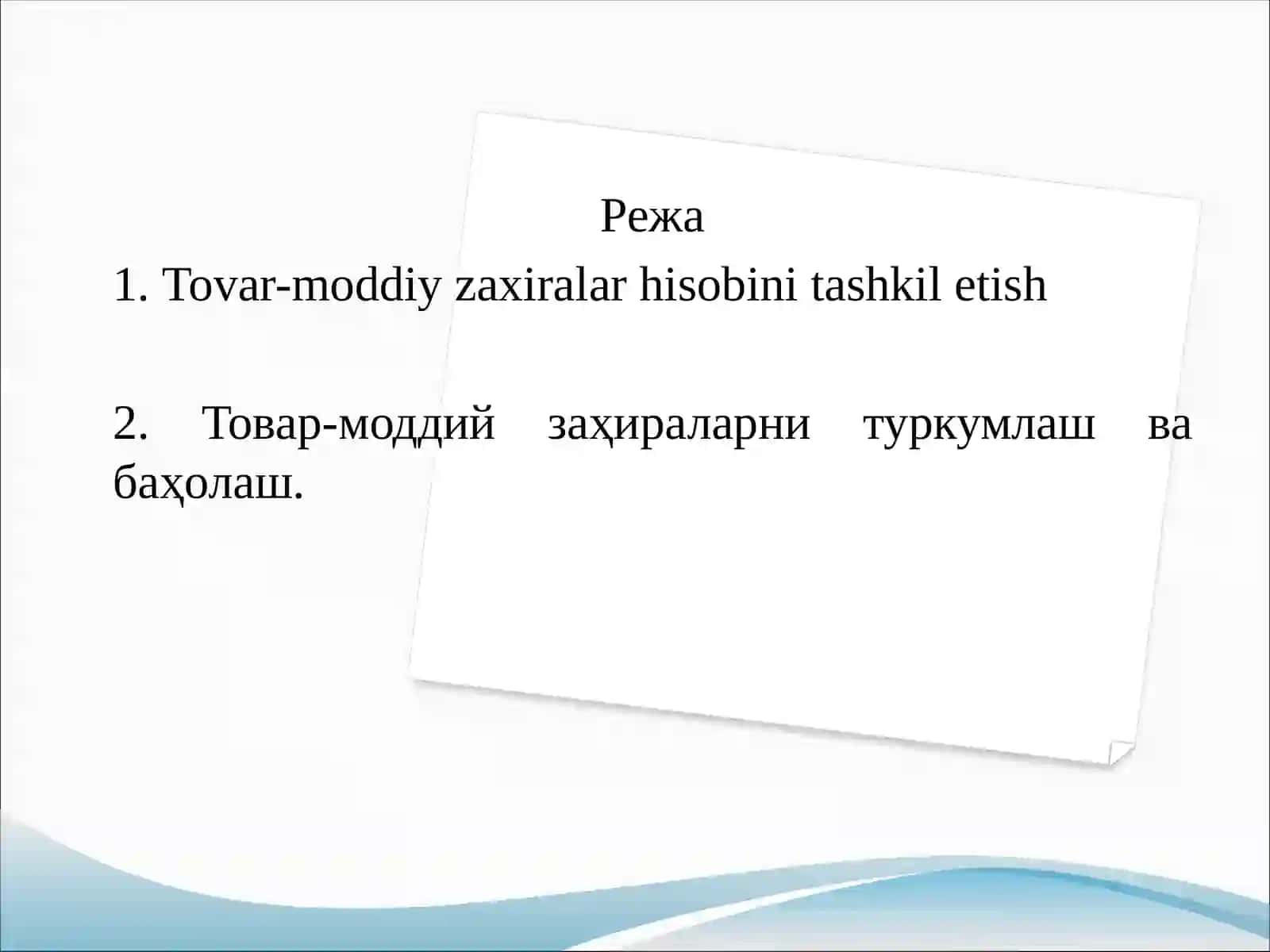 TOVAR-MODDIY ZAHIRALAR HISOBI 2