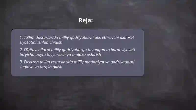 Ta'limda Milliy Qadriyatlar va Axborot Siyosati 2