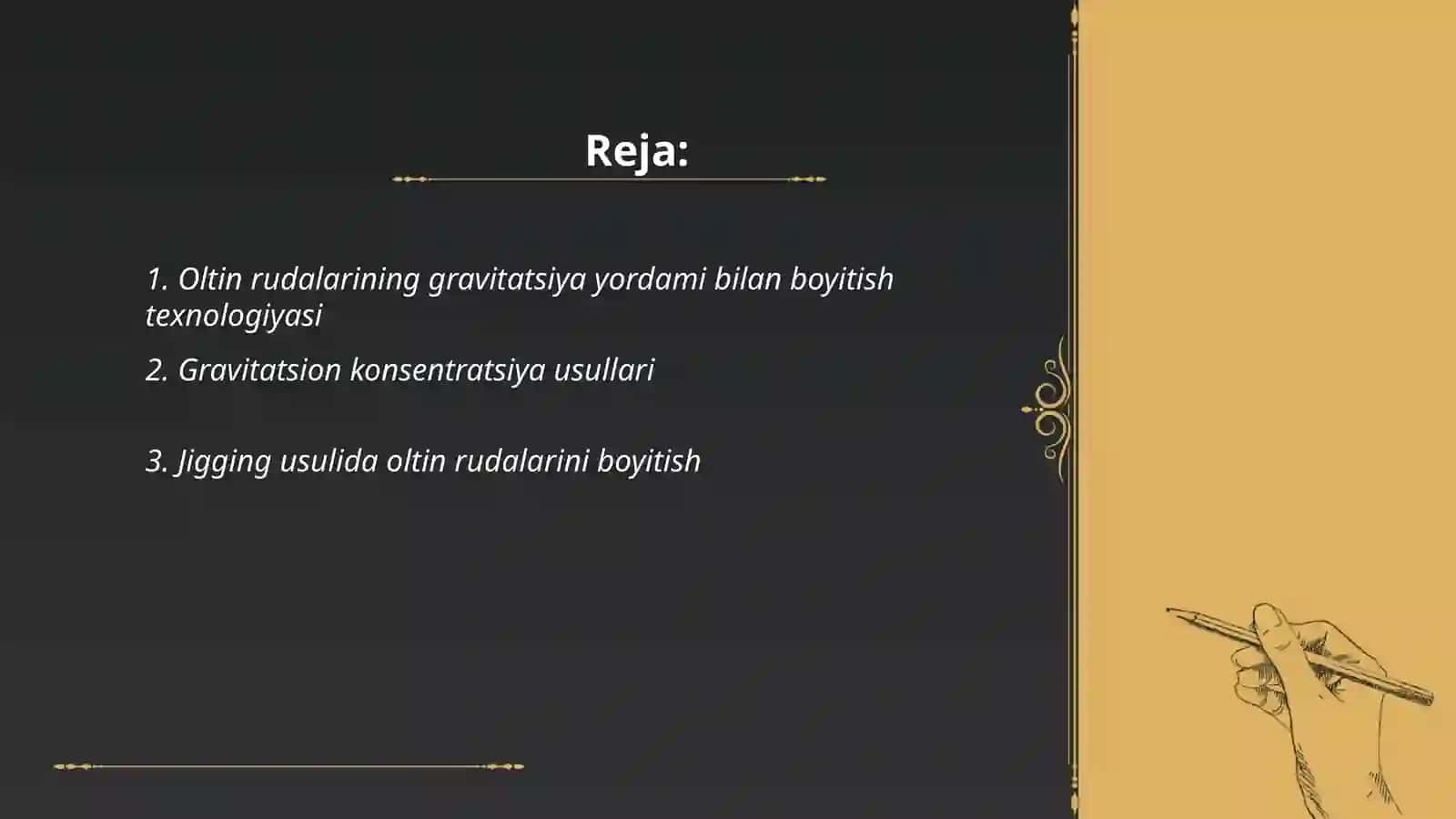Oltin rudalarini gravitatsiya usulida boyitish 2